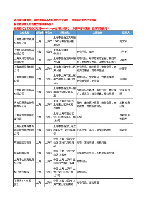 2020新版上海市宠物工商企业公司名录名单黄页联系方式大全290家