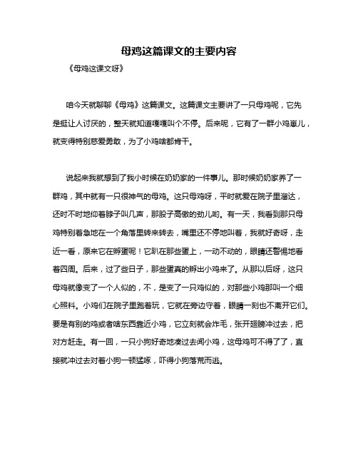 母鸡这篇课文的主要内容