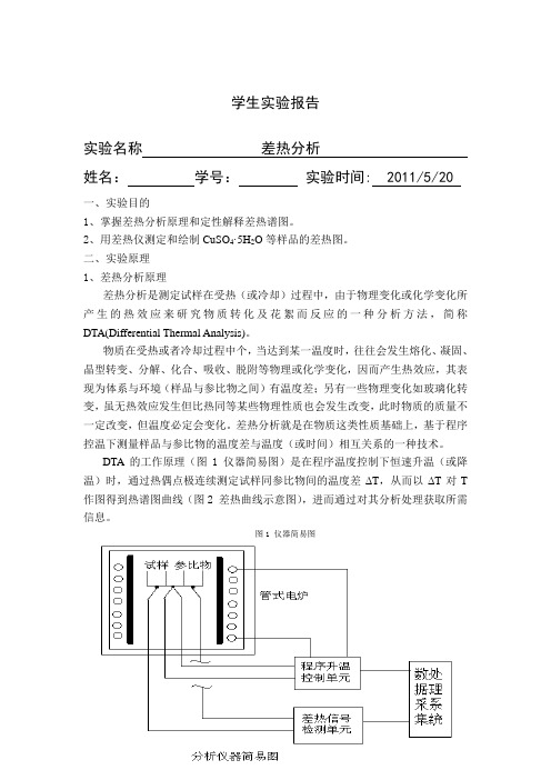 差热分析_实验报告