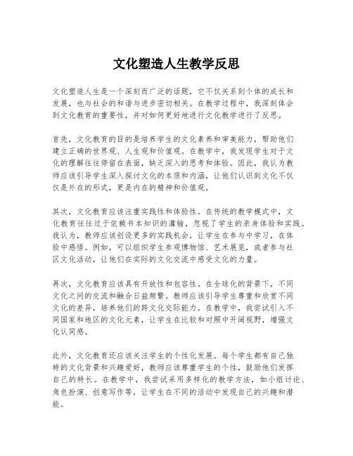 文化塑造人生教学反思