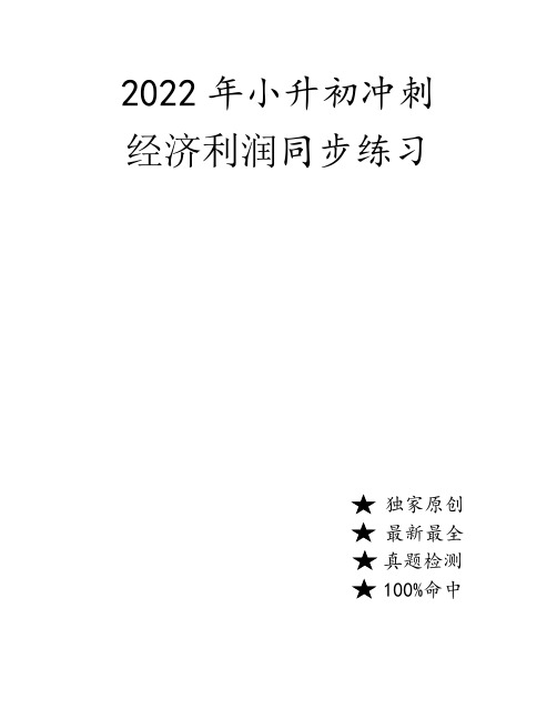 2022年小升初冲刺《经济利润问题》