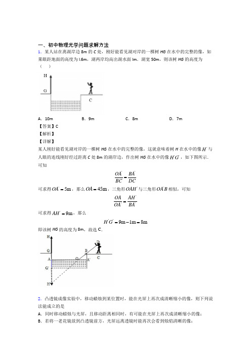 2020-2021中考物理专题训练---光学问题求解方法的综合题分类及详细答案