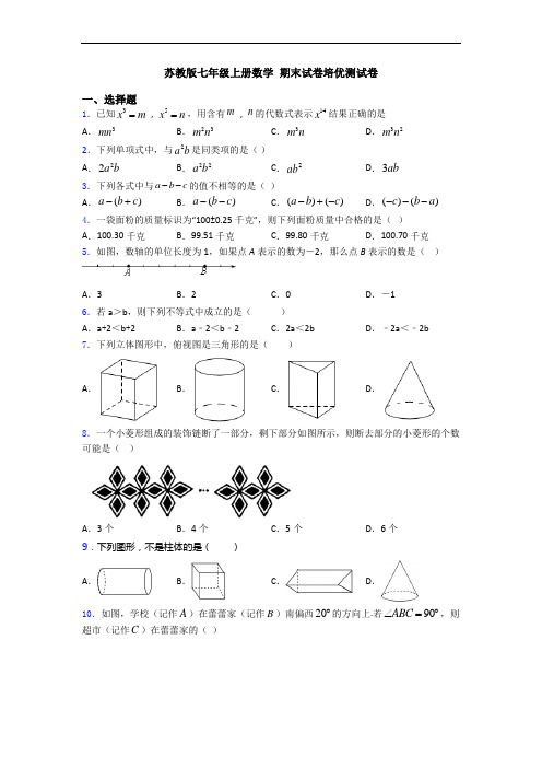 苏教版七年级上册数学 期末试卷培优测试卷