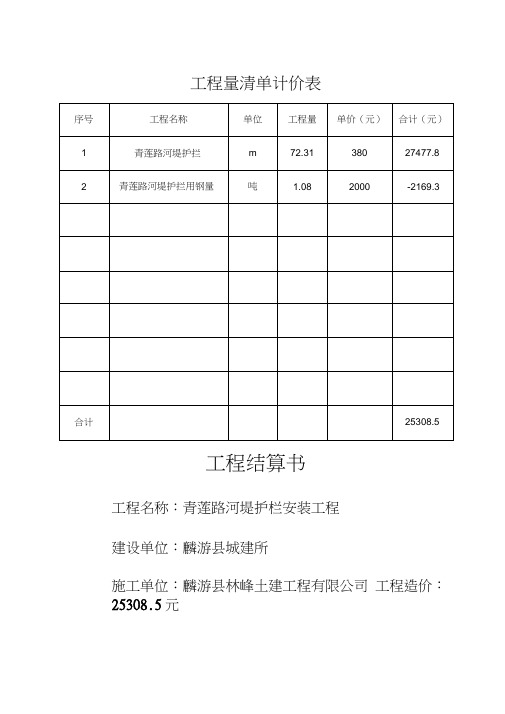 工程量清单计价表(整理)