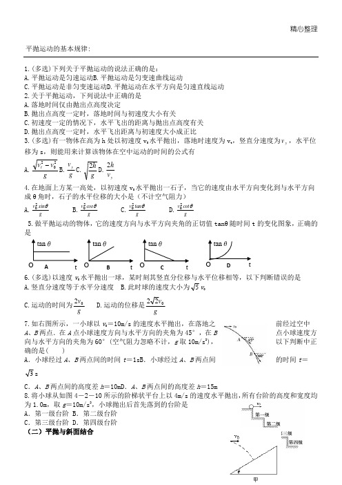 平抛运动最全习题集含参考答案