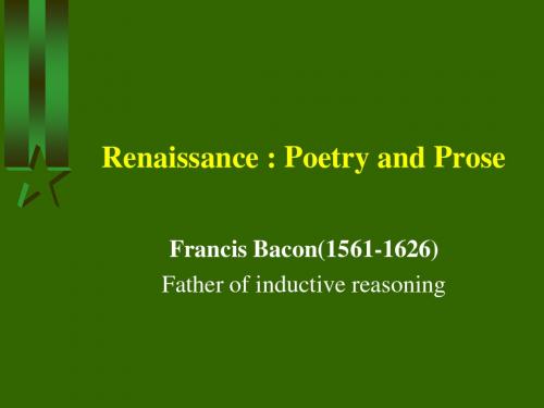 Renaissance Poetry and Prose-Francis Bacon