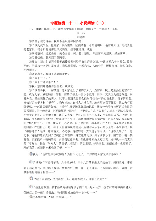 江西省高考语文总复习 专题十八小说阅读专题检测(二) 新人教版