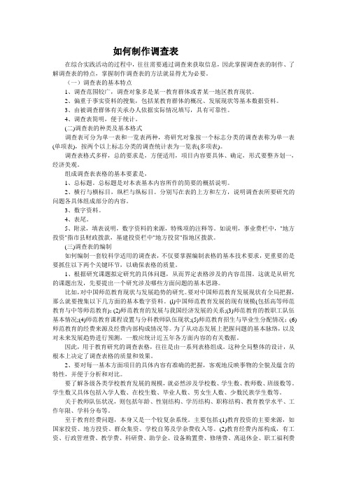如何制作调查表