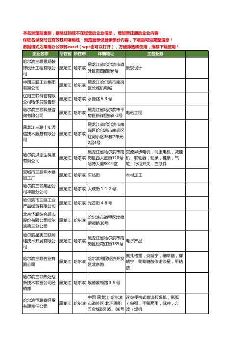 新版黑龙江省哈尔滨三联工商企业公司商家名录名单联系方式大全63家