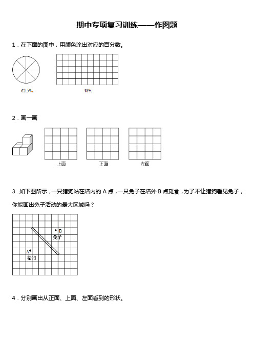 北师大版 数学六年级上册 期中专项复习训练——作图题(含答案)