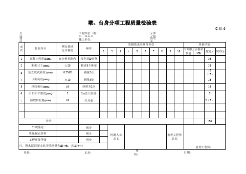 C-Ⅲ-6墩台身分项工程质量检验表