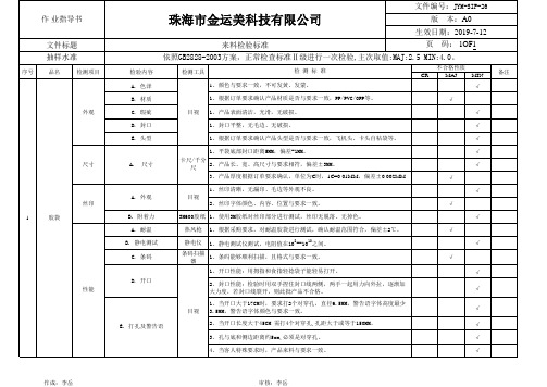 胶袋检验标准