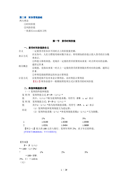 中级会计财务管理第二章财务管理基础