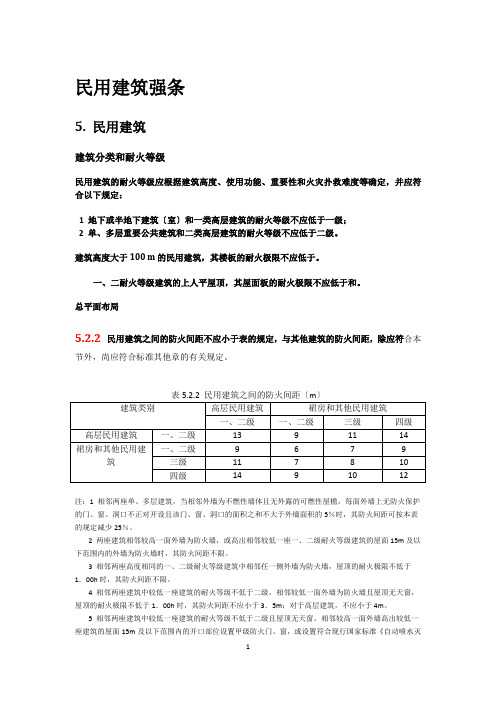 2015建筑设计防火规范建筑强条(仅民用建筑)