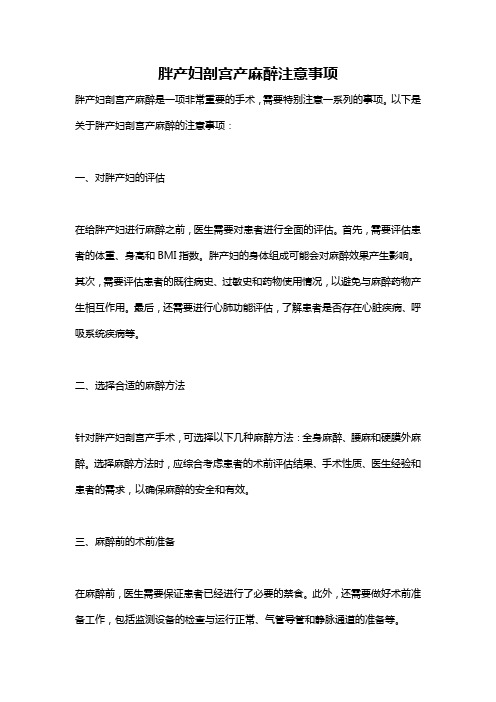 胖产妇剖宫产麻醉注意事项