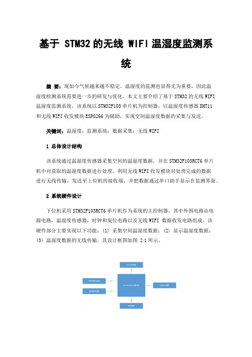 基于STM32的无线WIFI温湿度监测系统