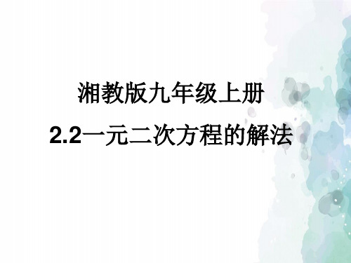 湘教版-数学-九年级上册 2.2一元二次方程的解法 课件
