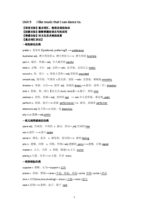 人教版英语九年级unit9 词汇短语语法及知识难点汇总