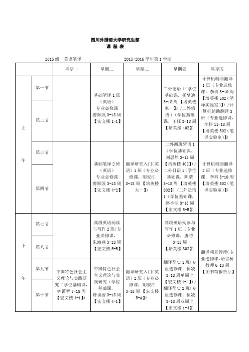 川外MTI课表