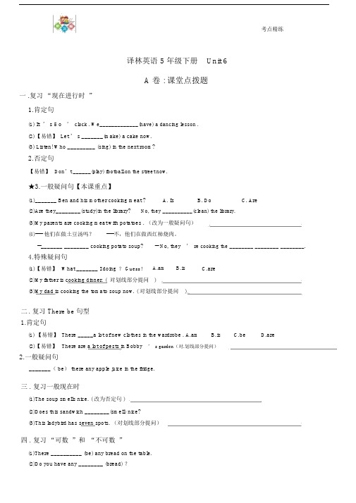 (完整word版)译林英语5BU6考点精练.doc