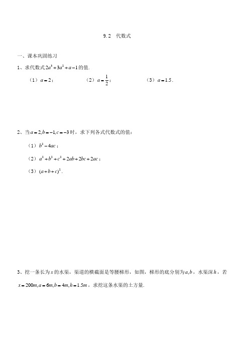 上海教育版数学七年级上册9.1《整式的概念》同步练习2