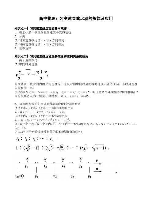 高中物理：匀变速直线运动的规律及应用