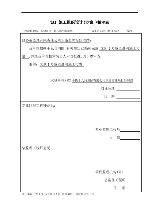 分离式隧道进洞施工方案[优秀工程方案]