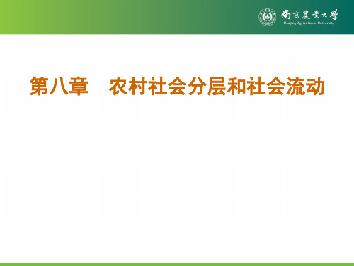 第八章 农村社会分层和社会流动