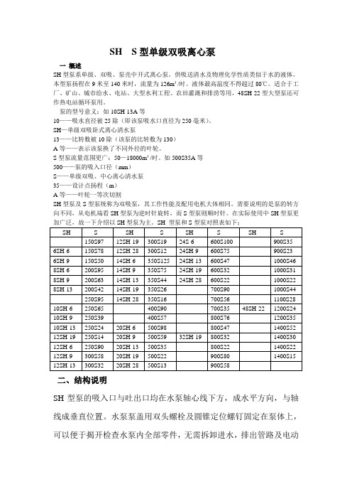 SH型单级双吸离心泵