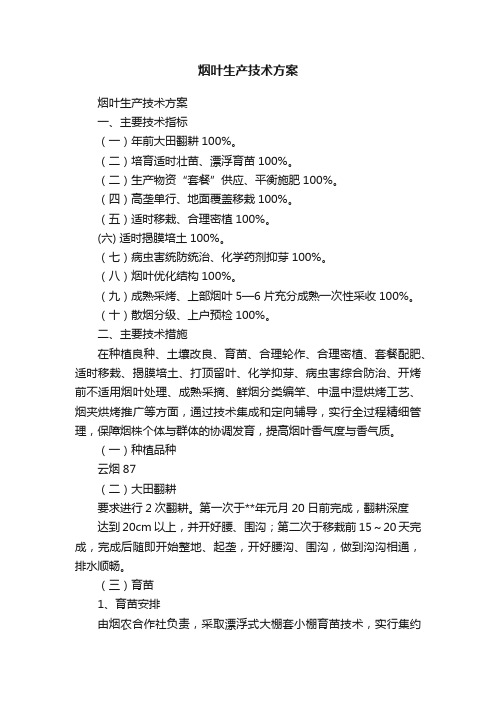 烟叶生产技术方案