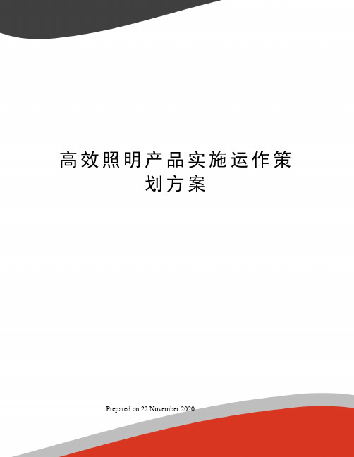 高效照明产品实施运作策划方案