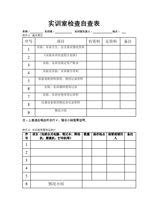 实训室检查自查表【模板】