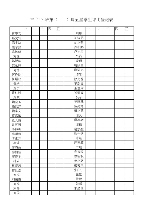 五星学生评比表