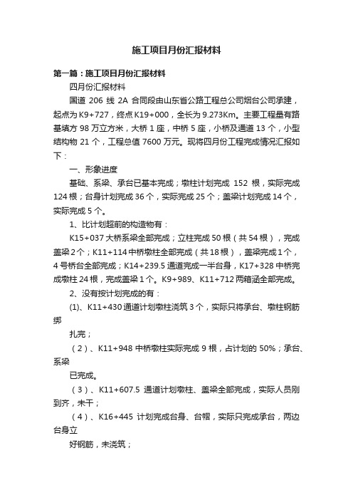 施工项目月份汇报材料