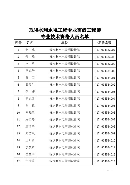 取得水利水电工程专业高级工程师