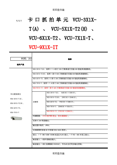 海康威视智能交通主要设备全参数之欧阳数创编