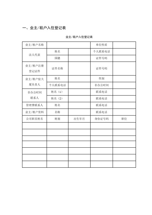 小区住户基本信息表