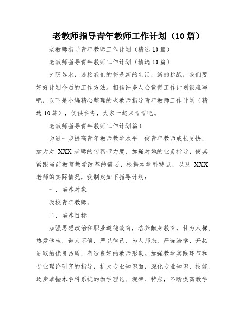 老教师指导青年教师工作计划(10篇)