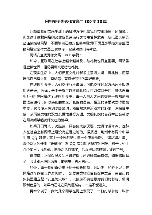 网络安全优秀作文高二800字10篇