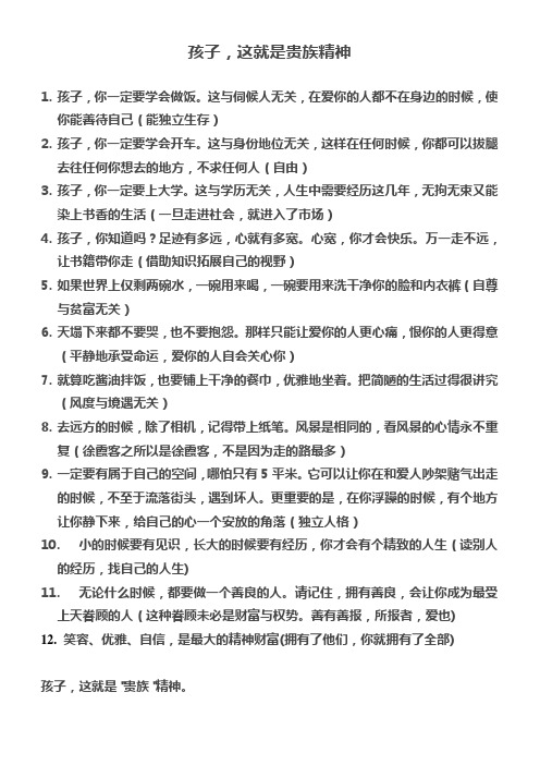 孩子,这就是贵族精神