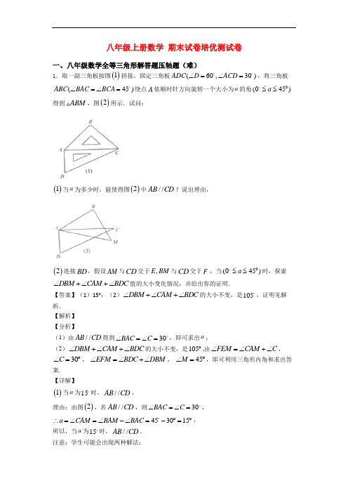 八年级上册数学 期末试卷培优测试卷