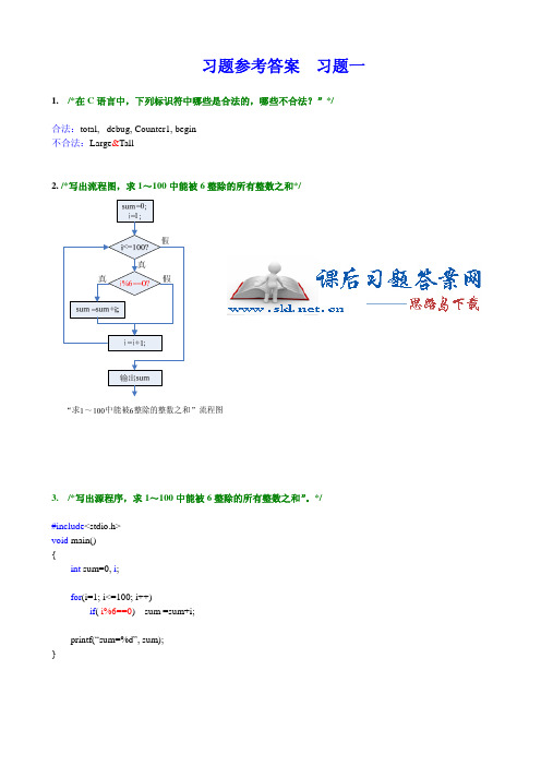 C语言程序设计 (何钦铭 颜晖 著)课后习题答案 浙江科学技术出版社