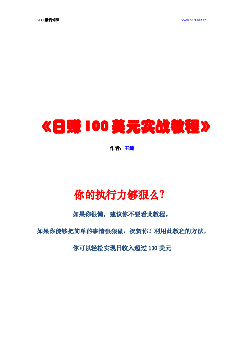 【日赚100美元实战教程】