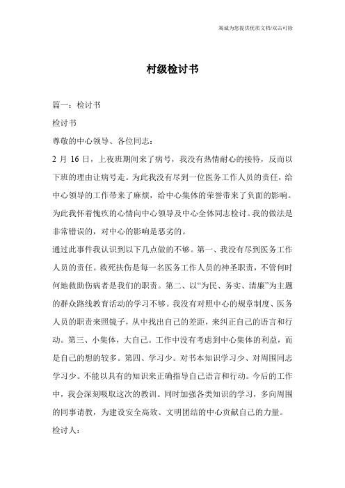 村级检讨书