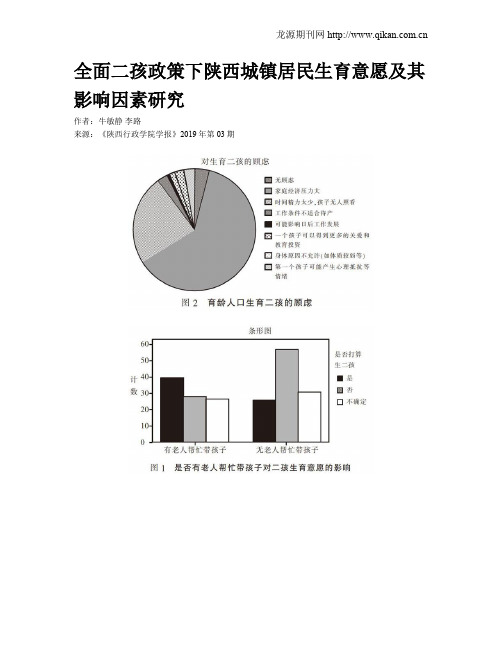 全面二孩政策下陕西城镇居民生育意愿及其影响因素研究