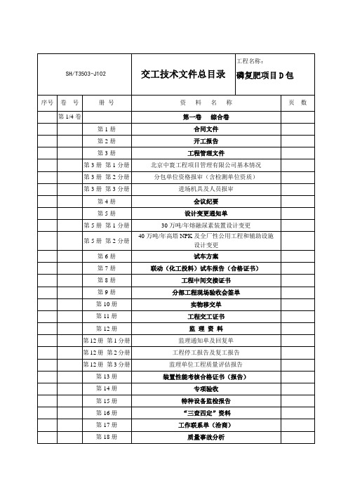 交工技术文件总目录