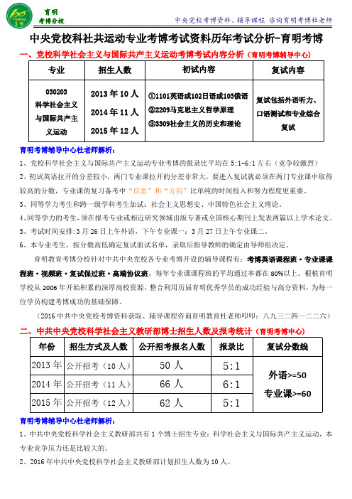 党校考博科社共运动考博真题汇总招生目录-育明教育