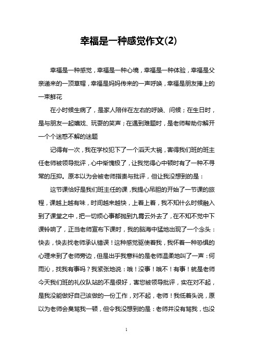 幸福是一种感觉作文(2)