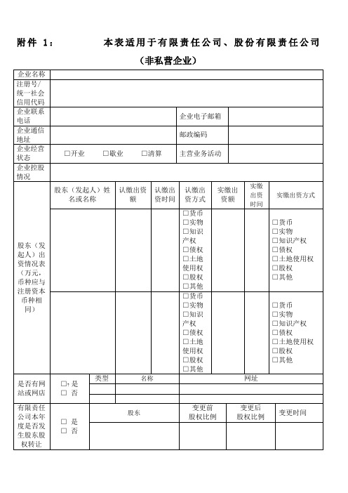 企业年报申报表