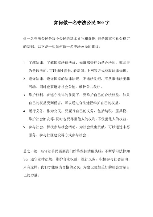 如何做一名守法公民300字